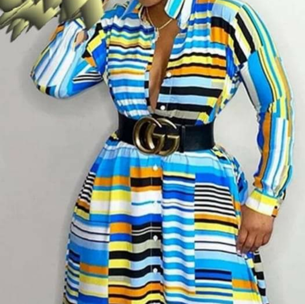 BLUE Stripped Maxi Dress